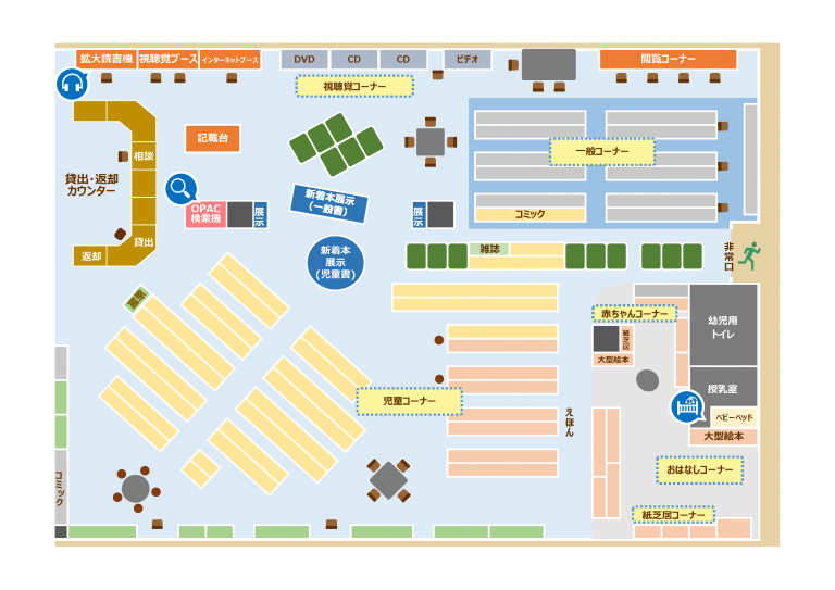 館内案内図 東広島市立図書館